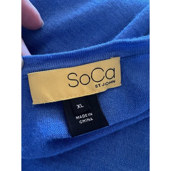 SoCa St John Women's Cobalt Blue Wool/Silk/Cashmere Blend Cardigan Sweater Sz XL - Picture 12 of 13